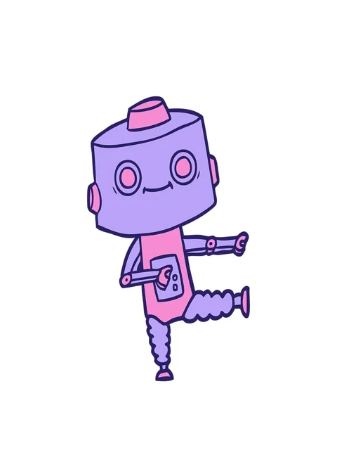 Stretching up animation of cartoon android character Stock Footage 324189917