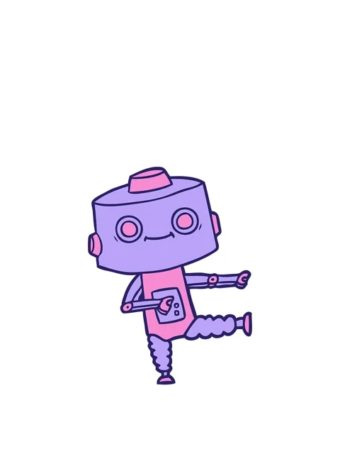 Stretching up animation of cartoon android character Stock Footage 324446104