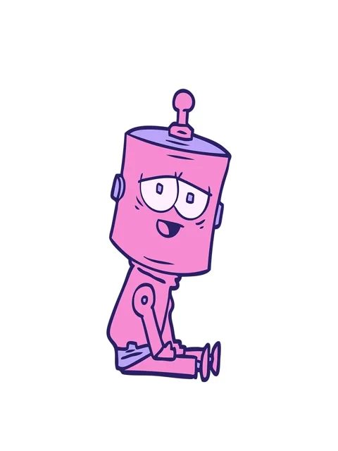 Stretching up animation of a cartoon android character Stock Footage 324454471