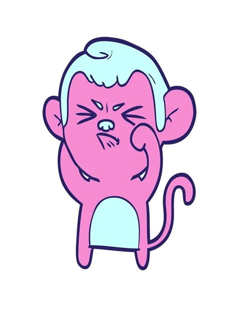 Stretching up animation of cartoon angry monkey Stock Footage 324187866