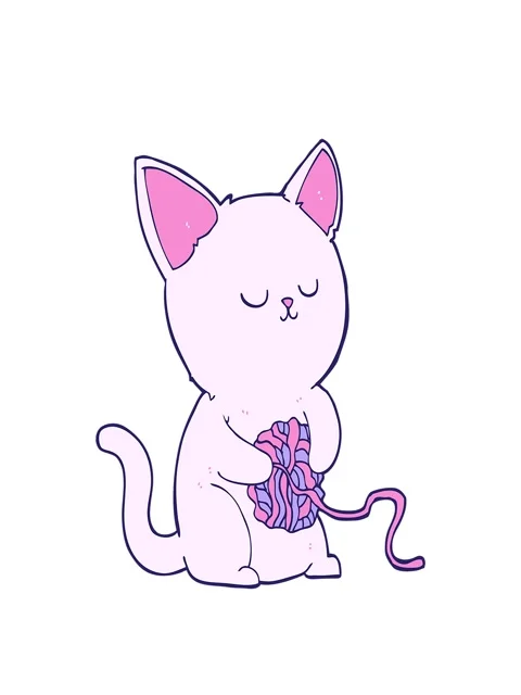 Stretching up animation of cartoon cat playing with ball of yarn 库存影片 324458023