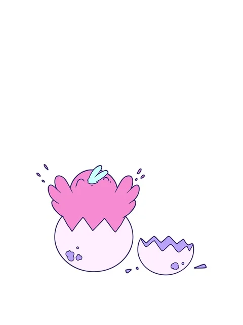 Stretching up animation of cartoon chick hatching from egg Stock Footage 324191549