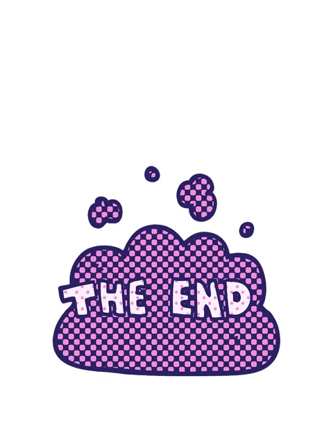 Stretching up animation of cartoon doodle the end font Stock Footage 324288794