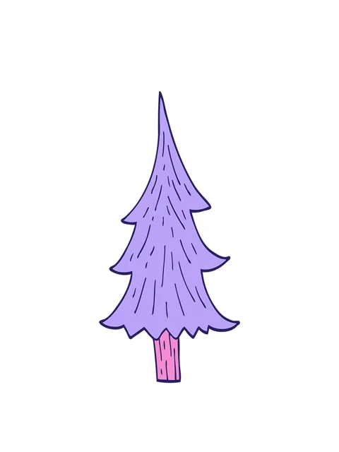Stretching up animation of cartoon doodle pine trees Stock Footage 324476141