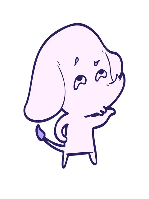 Stretching up animation of a cartoon elephant remembering Stock Footage 324457665