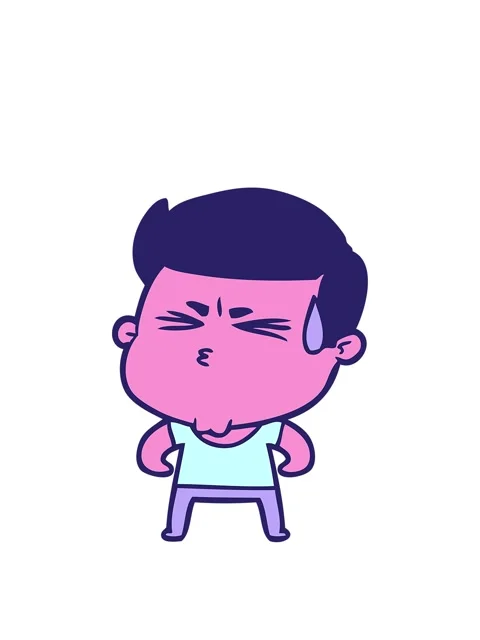 Stretching up animation of cartoon man sweating Stock Footage 324154009