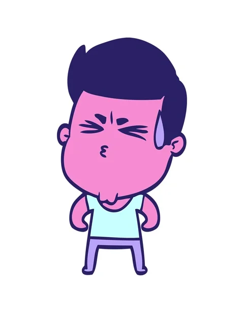 Stretching up animation of cartoon man sweating Stock Footage 324290696