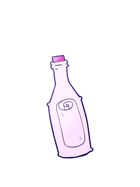 Stretching up animation of cartoon message in bottle Stock Footage 324439391