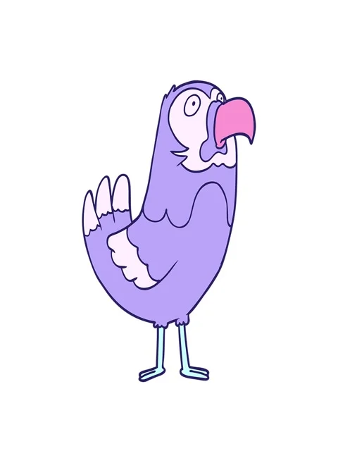 Stretching up animation of cartoon parrot Stock Footage 324149001