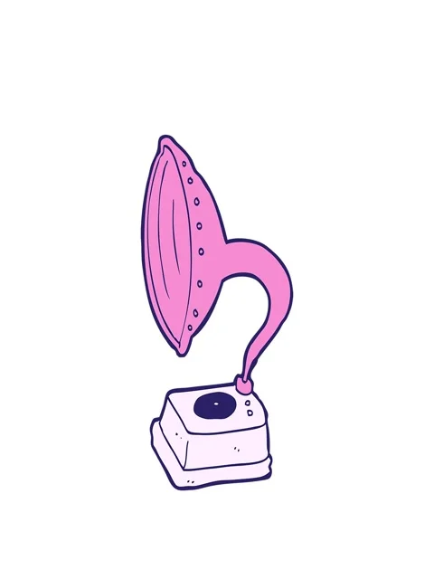 Stretching up animation of cartoon phonograph Video stock 324058965