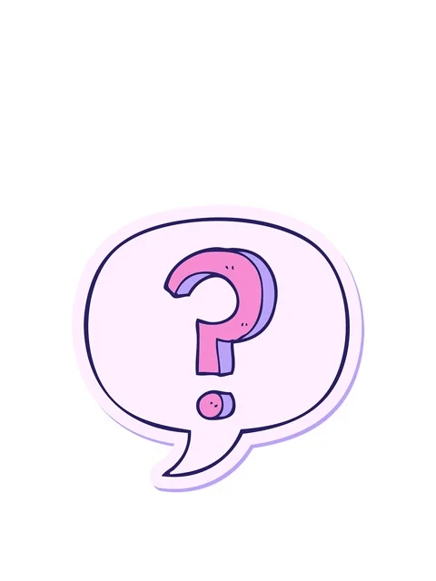 Stretching up animation of cartoon question mark with speech bubble sticker Stock Footage 324388487