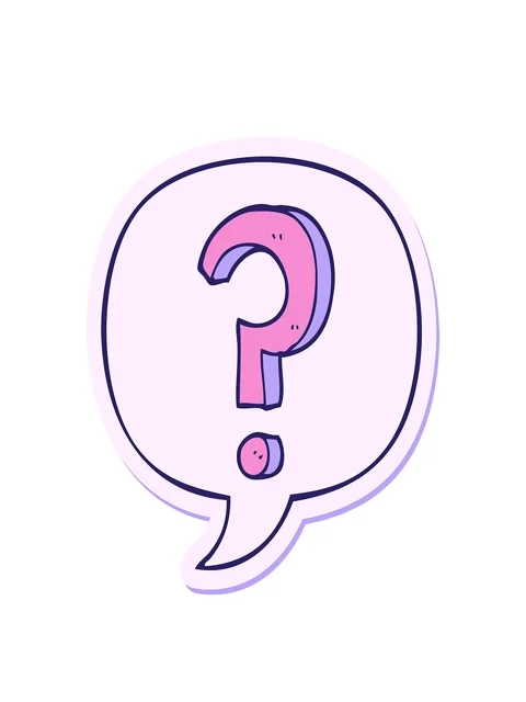Stretching up animation of cartoon question mark with speech bubble sticker Stock Footage 324490050