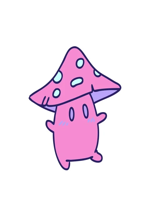 Stretching up animation of cartoon of a rare tiny mushroom creature frolick.. Stock Footage 324202817