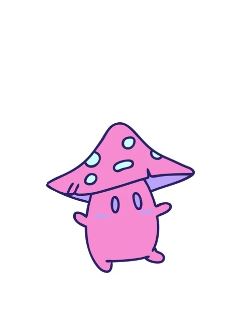 Stretching up animation of cartoon of a rare tiny mushroom creature frolick.. Stock Footage 324401690