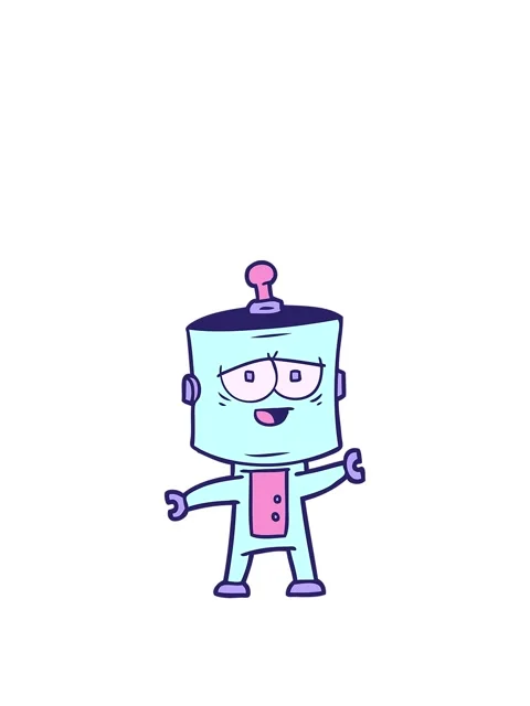 Stretching up animation of a cartoon robot character design Stock Footage 324198290