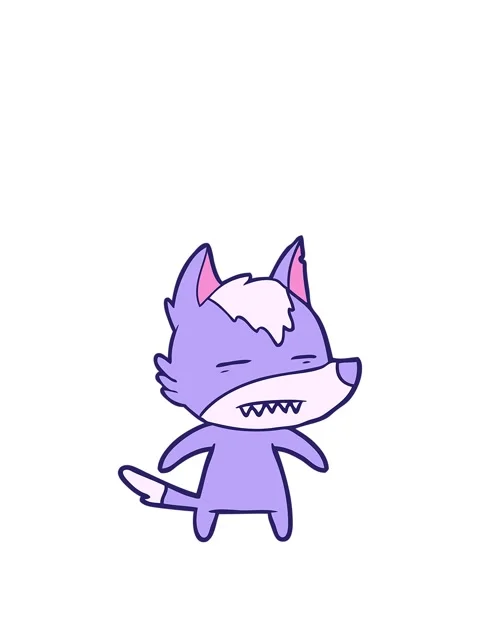 Stretching up animation of cartoon wolf showing teeth Stock Footage 324148526