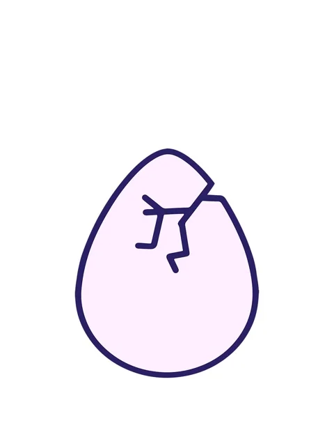 Stretching up animation of cracked easter egg design Stock Footage 324073447