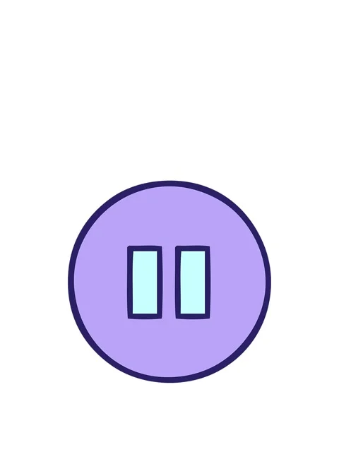 Stretching up animation of cute cartoon of a pause button Stock Footage 324191994