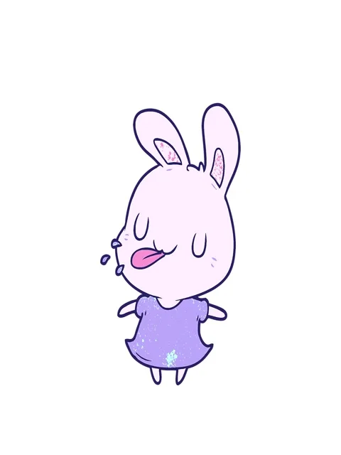 Stretching up animation of cute cartoon rabbit blowing raspberry Stock Footage 324228199