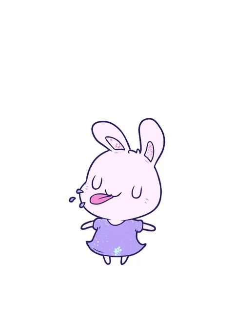 Stretching up animation of cute cartoon rabbit blowing raspberry Stock Footage 324421626