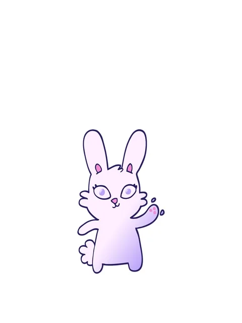 Stretching up animation of cute vector gradient illustration cartoon rabbit.. Stock Footage 323597818