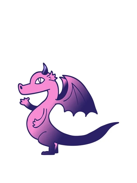Stretching up animation of cute vector gradient illustration cartoon dragon Stock Footage 324203961