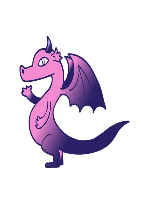 Stretching up animation of cute vector gradient illustration cartoon dragon Stock Footage 324204282