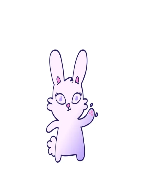 Stretching up animation of cute vector gradient illustration cartoon rabbit.. Stock Footage 324427513