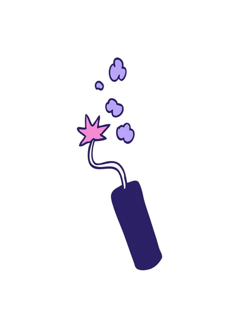Stretching up animation of hand drawn cartoon doodle of a lit dynamite stick Stock Footage 324278003