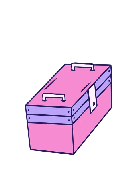 Stretching up animation of hand drawn cartoon doodle of a metal tool box Stock Footage 324309950