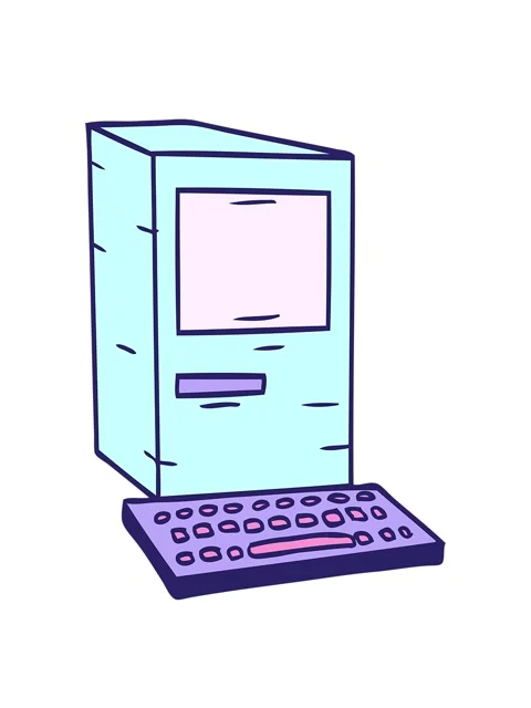 Stretching up animation of hand drawn cartoon doodle of a computer and keyboa Stock Footage 324436130