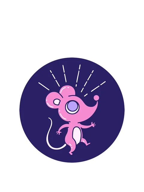 Stretching up animation of icon of a tattoo style mouse character Stock Footage 324301093