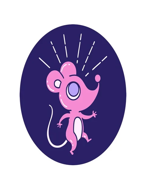 Stretching up animation of icon of a tattoo style mouse character Stock Footage 324490863