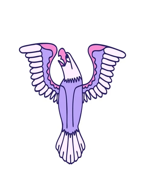 Stretching up animation of iconic tattoo style image of an american eagle Stock Footage 324170128
