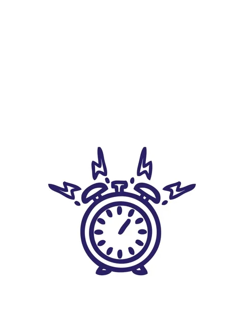 Stretching up animation of line drawing cartoon of a ringing alarm clock icon Stock Footage 324425896