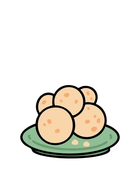 Stretching up animation of pao de queijo brazillian cheese bread on plate Stock Footage 324092990