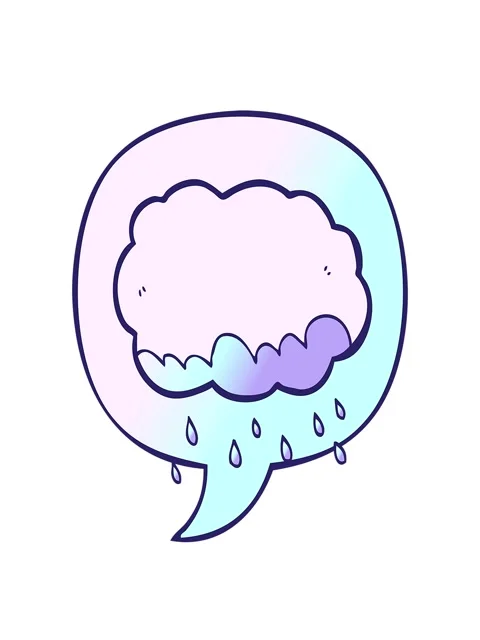 Stretching up animation of rain cloud with speech bubble in smooth gradient.. Stock Footage 324239164