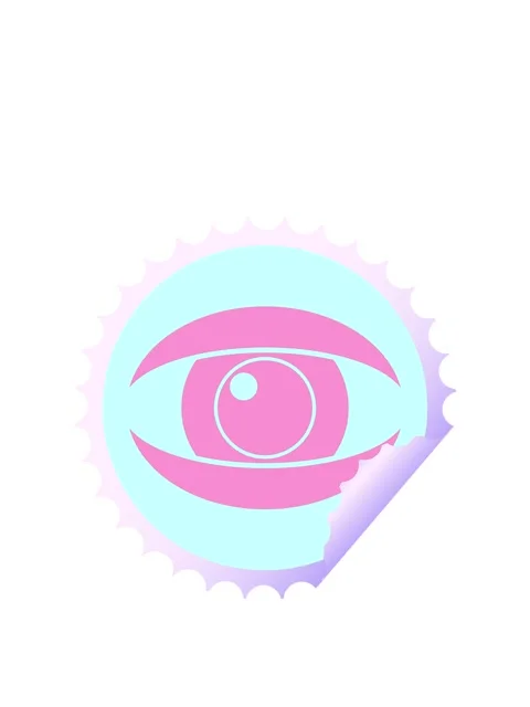 Stretching up animation of staring eye graphic vector circular peeling sticke Stock Footage 324290025
