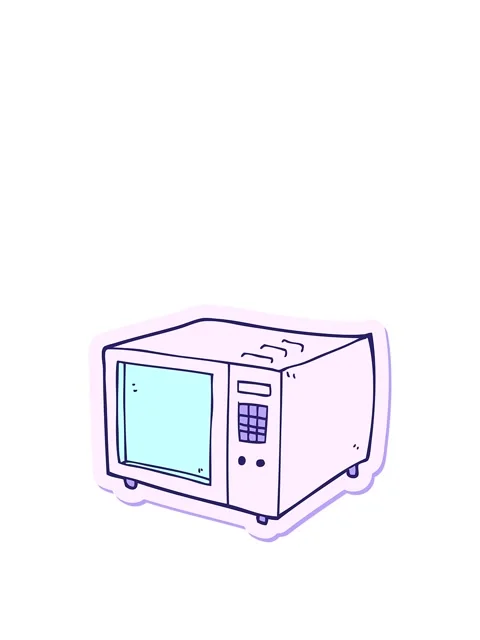 Stretching up animation of sticker of a cartoon microwave Stock Footage 324406341