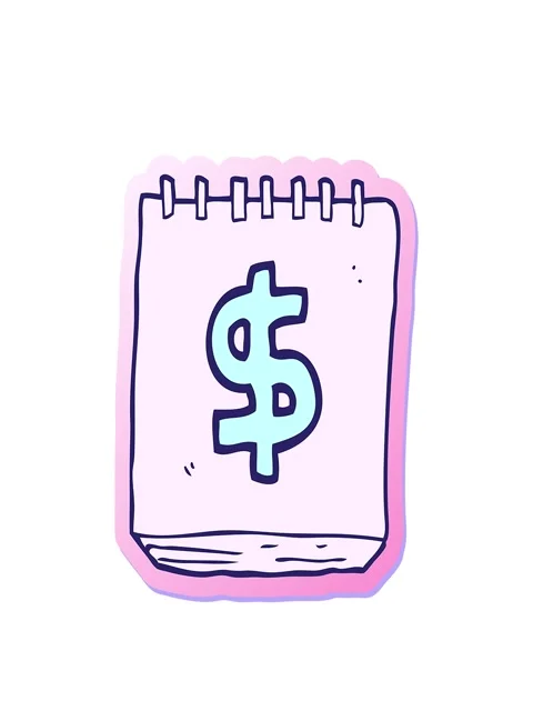 Stretching up animation of sticker of a cartoon note pad with dollar symbol Stock Footage 324289316