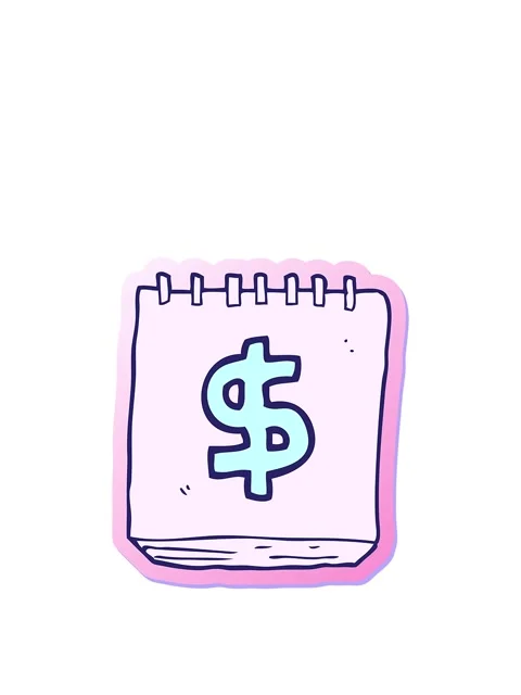 Stretching up animation of sticker of a cartoon note pad with dollar symbol Stock Footage 324396461
