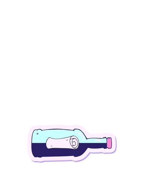 Stretching up animation of sticker of a message in a bottle cartoon Stock Footage 324385522