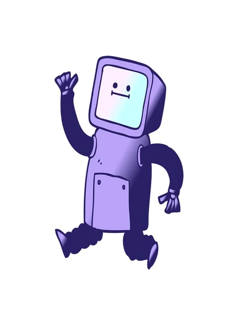 Stretching up animation of vector gradient illustration cartoon robot running Stock Footage 324120610