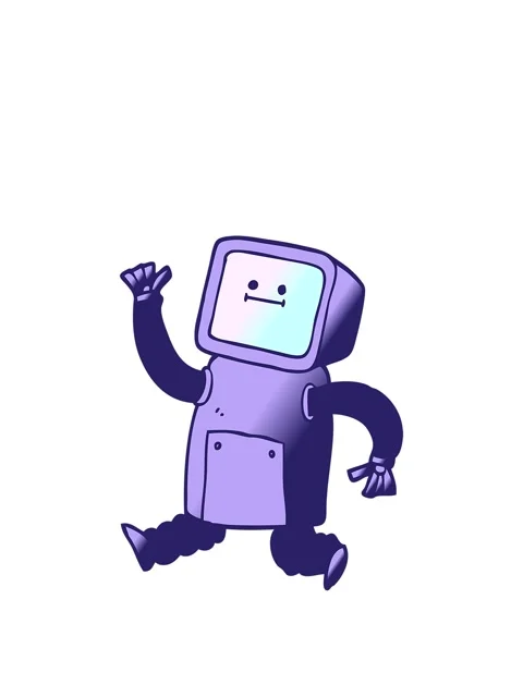 Stretching up animation of vector gradient illustration cartoon robot running Stock Footage 324237739