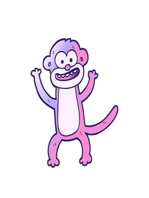 Stretching up animation of vector gradient illustration cartoon monkey Stock Footage 324284987