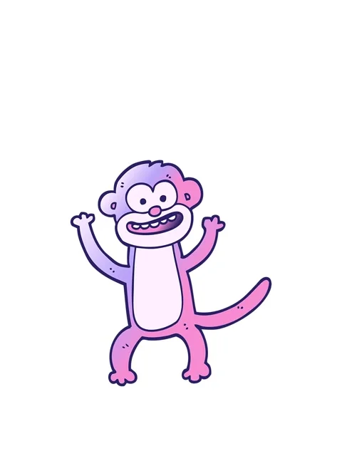 Stretching up animation of vector gradient illustration cartoon monkey Stock Footage 324489596