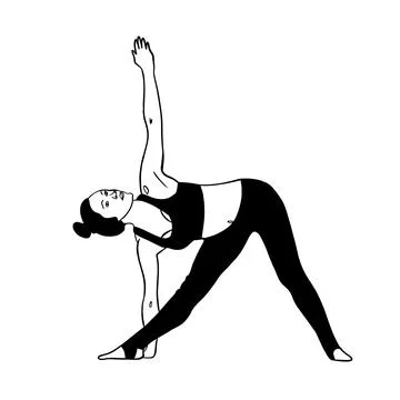 Stretching, arm-by-leg bending exercise. Stock Illustration