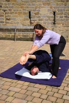 Stretching both legs Stock Photos