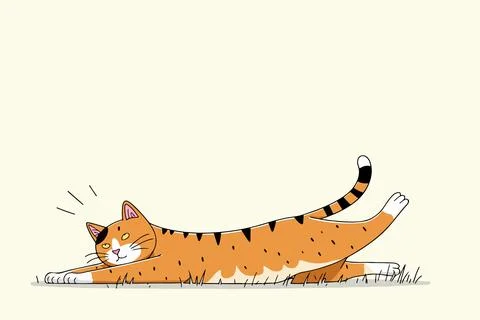 Stretching Cartoon Cat Stock Illustration