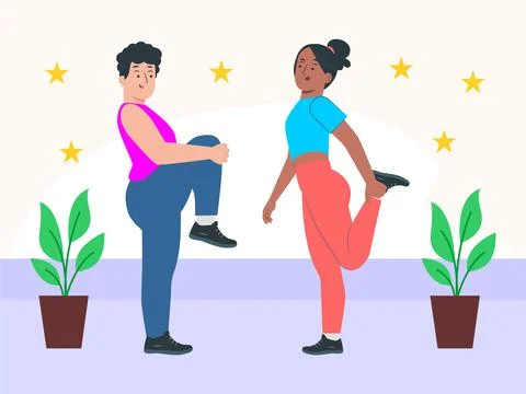Stretching Concept Illustration Style Illustrazione stock